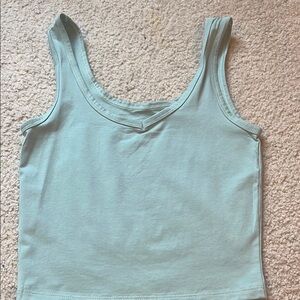 Blue Sleeveless Fitted Crop Tank